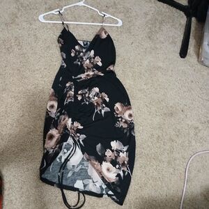 Windsor Black and Cream Floral Mini Dress